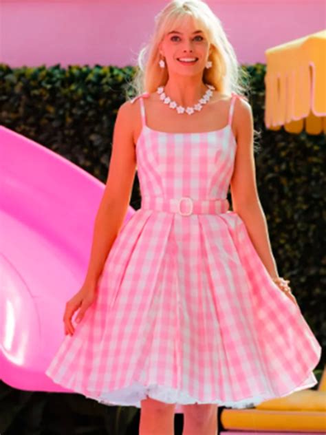 margot robbie gingham dress|margot robbie outfits.